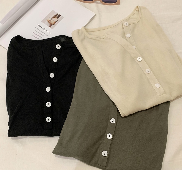 V-neck niche thin shirts Western style long sleeve tops