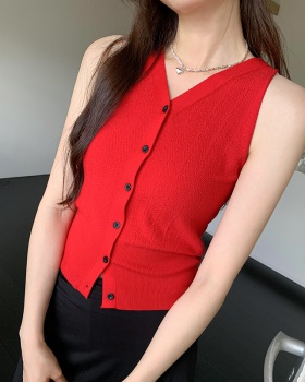 Commuting retro waistcoat sleeveless cardigan for women