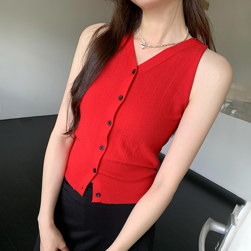 Commuting retro waistcoat sleeveless cardigan for women