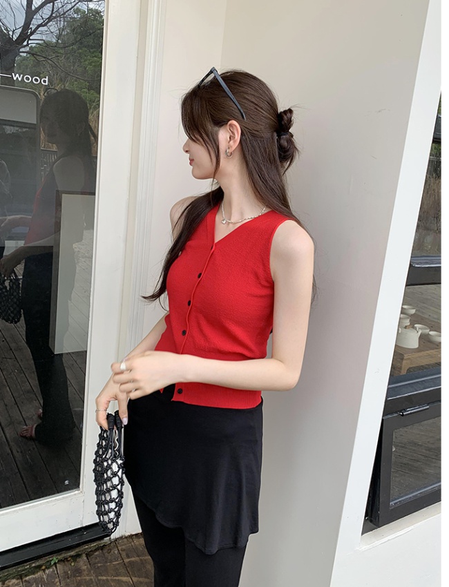 Commuting retro waistcoat sleeveless cardigan for women