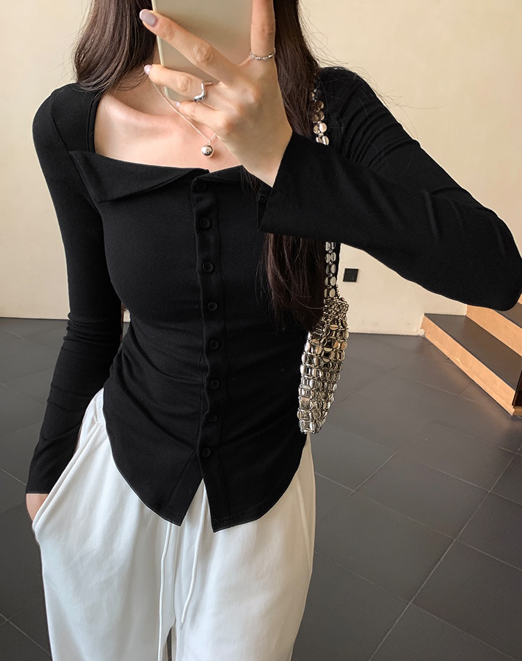 Korean style irregular T-shirt lapel cardigan for women