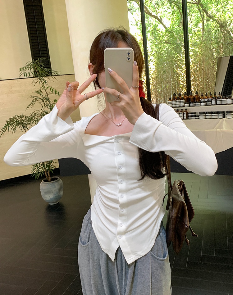 Korean style irregular T-shirt lapel cardigan for women