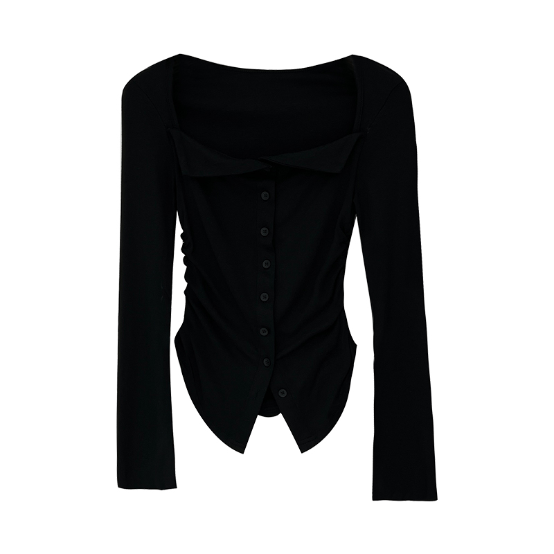 Korean style irregular T-shirt lapel cardigan for women