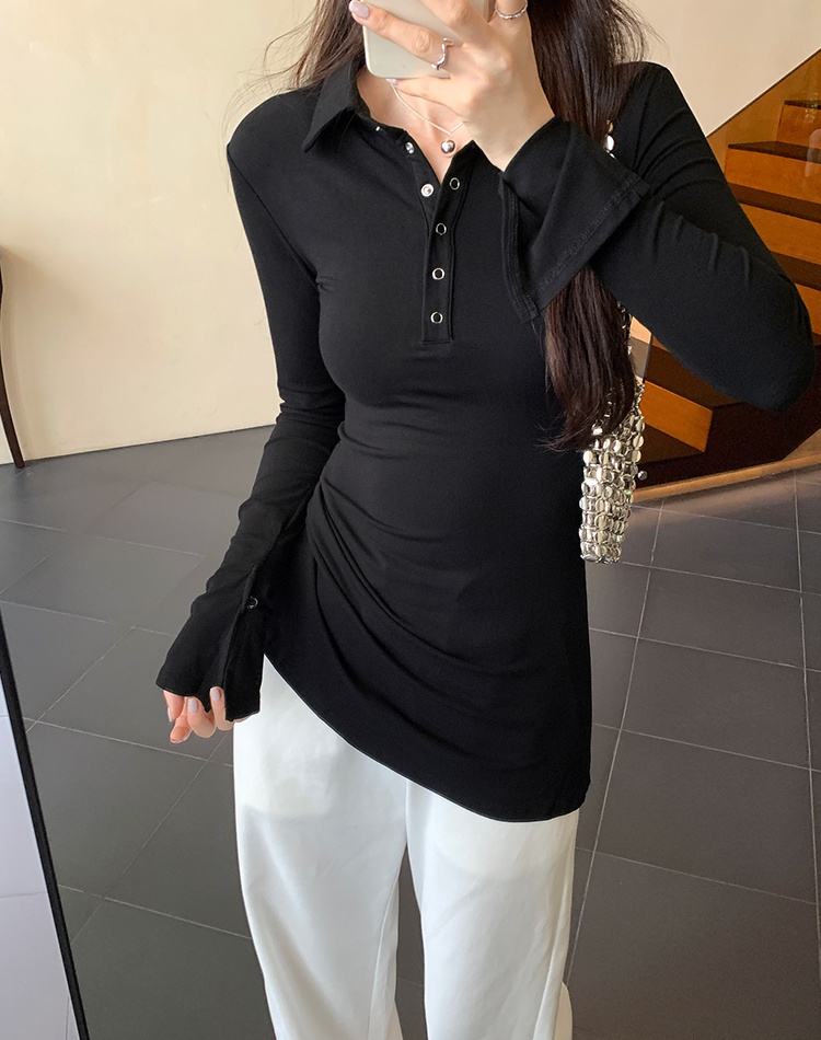 Lapel speaker tops long sleeve autumn shirts for women