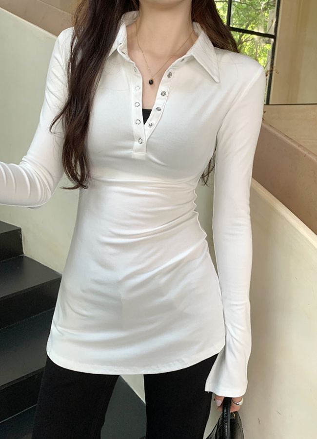 Lapel speaker tops long sleeve autumn shirts for women