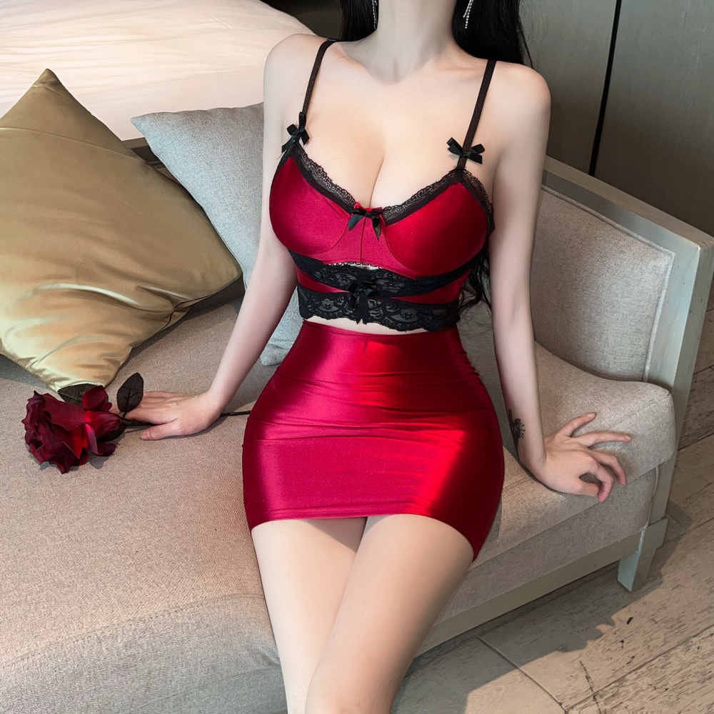 Sexy hollow sling tight nightclub red dress for women