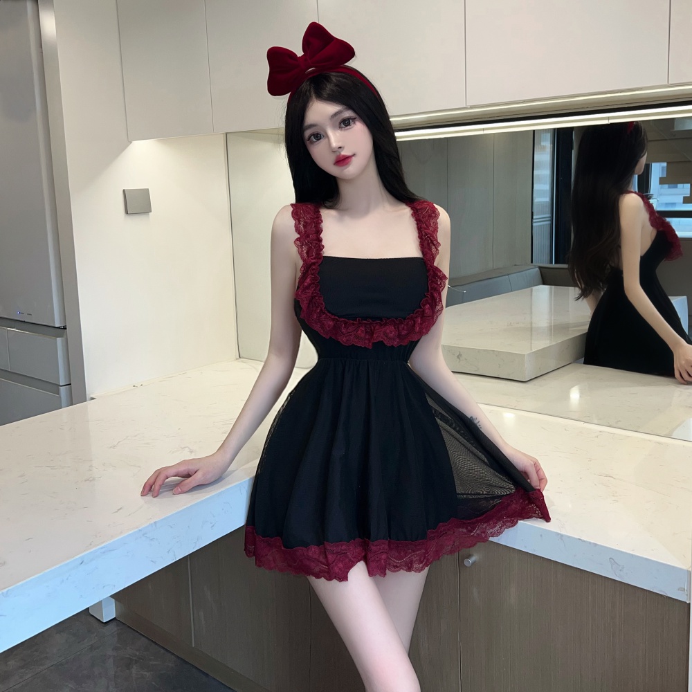 Sling big skirt fashion spicegirl gauze dress for women