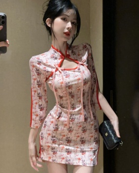 Split slim cheongsam sweet dress for women