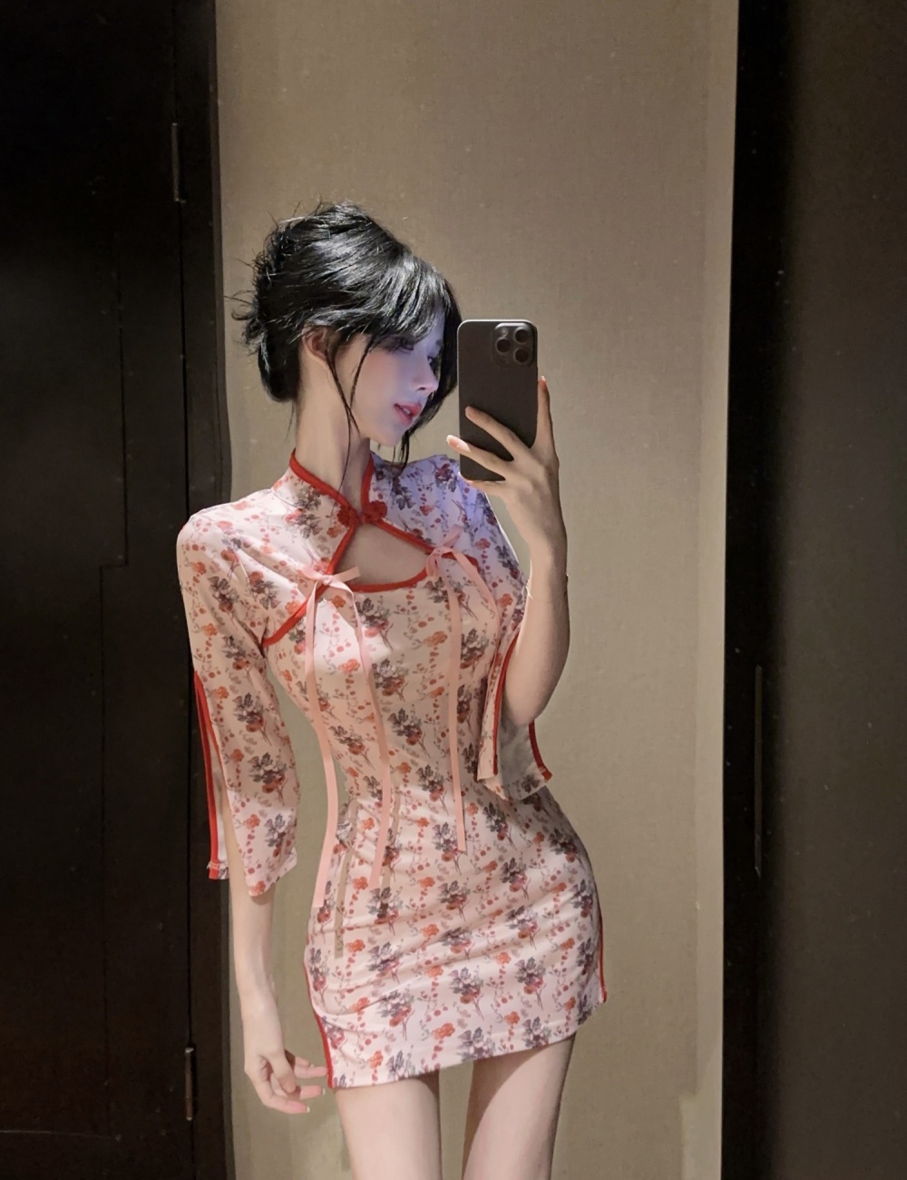 Split slim cheongsam sweet dress for women