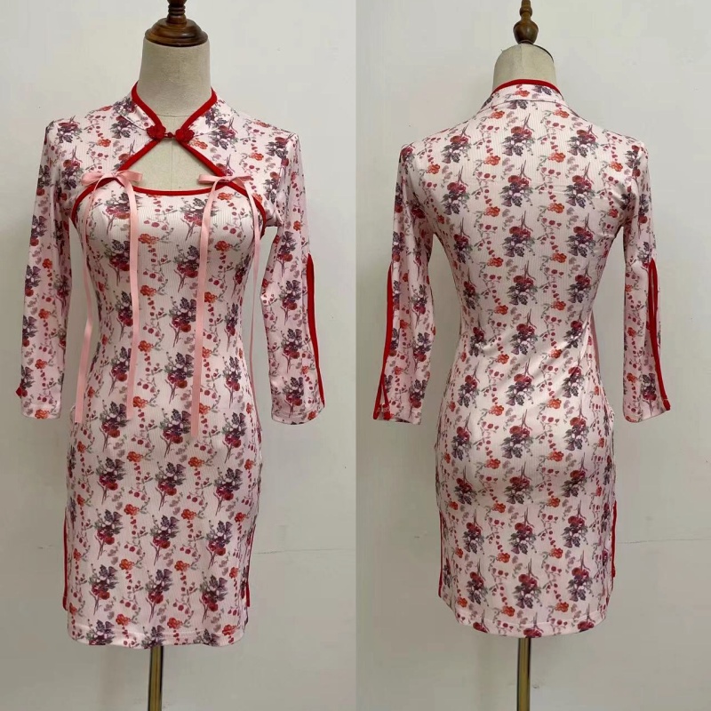 Split slim cheongsam sweet dress for women