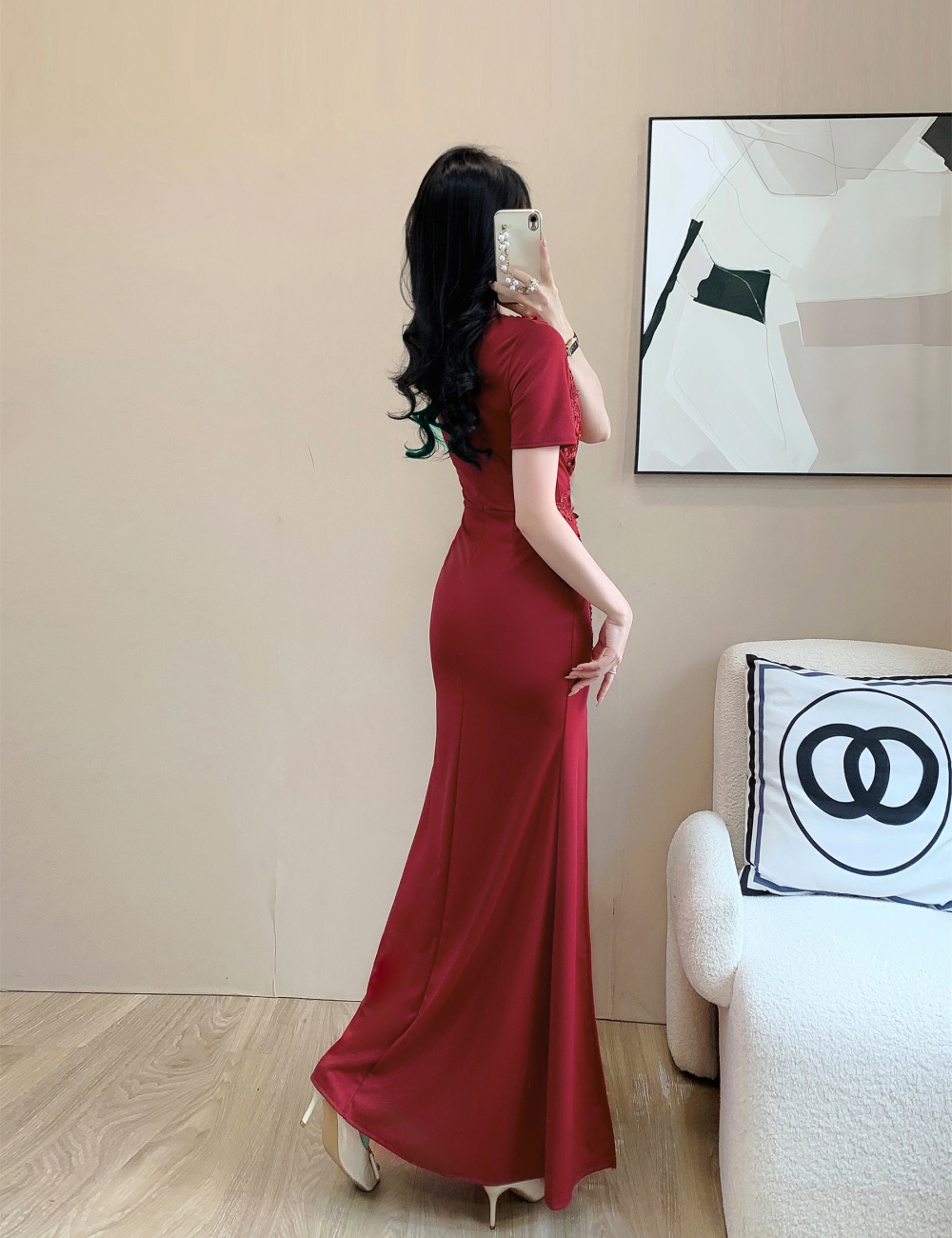 Mermaid niche V-neck evening dress for women