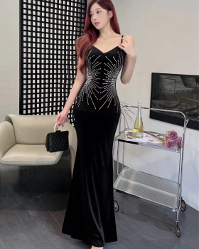 Banquet temperament slim dress mermaid host evening dress