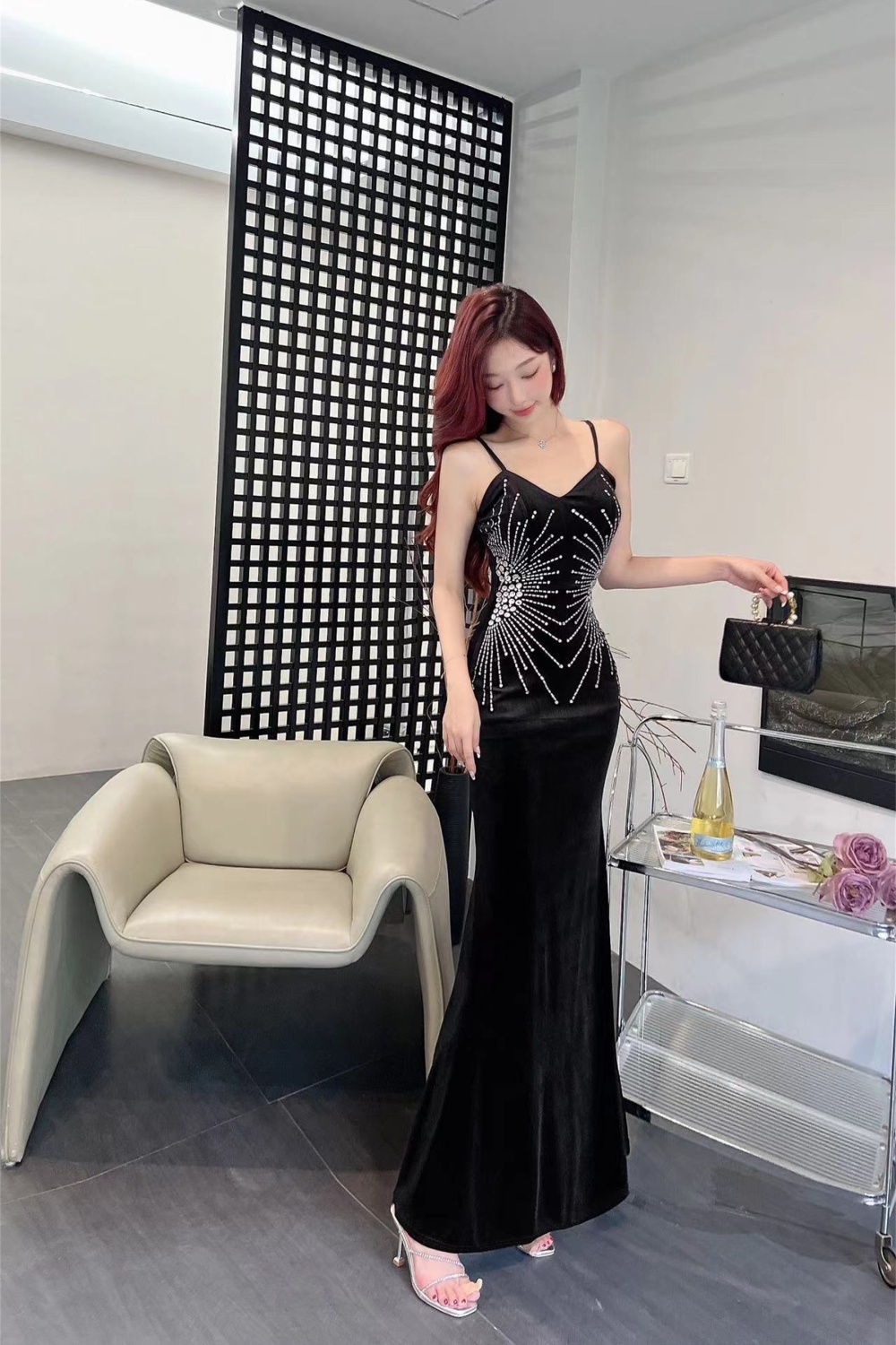 Banquet temperament slim dress mermaid host evening dress