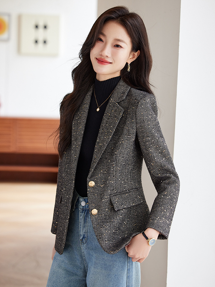 Temperament business suit overalls wool coat for women