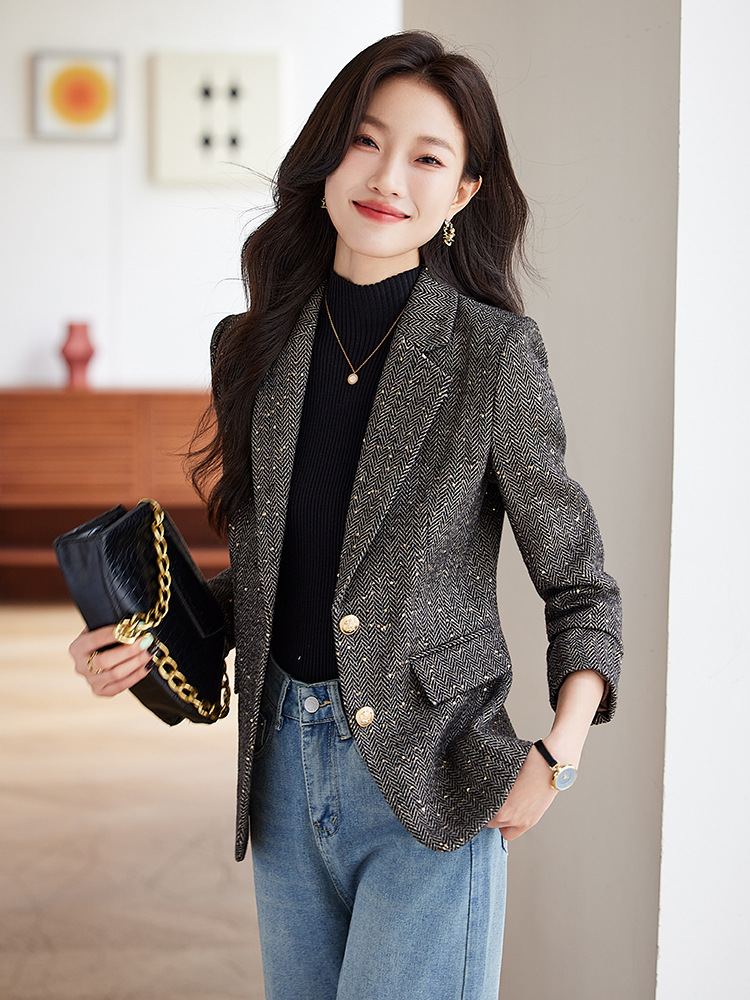 Temperament business suit overalls wool coat for women