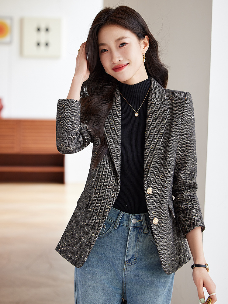 Temperament business suit overalls wool coat for women