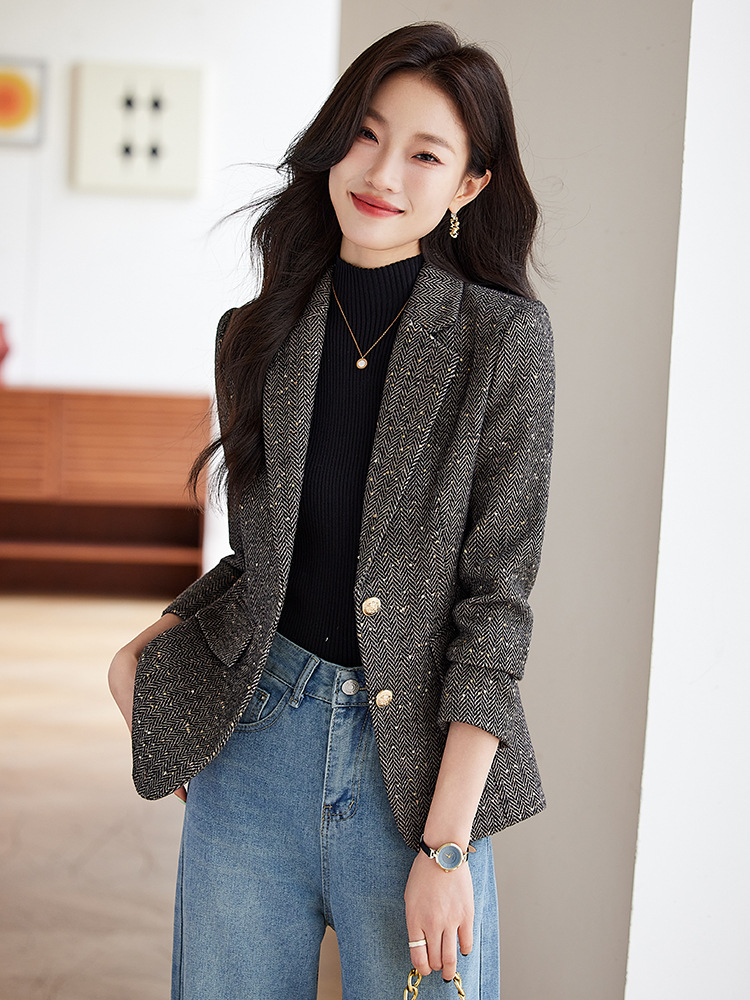 Temperament business suit overalls wool coat for women