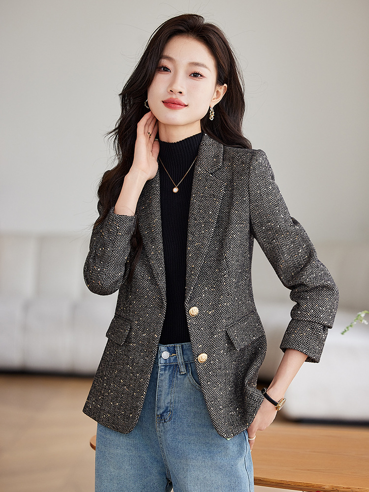 Temperament business suit overalls wool coat for women