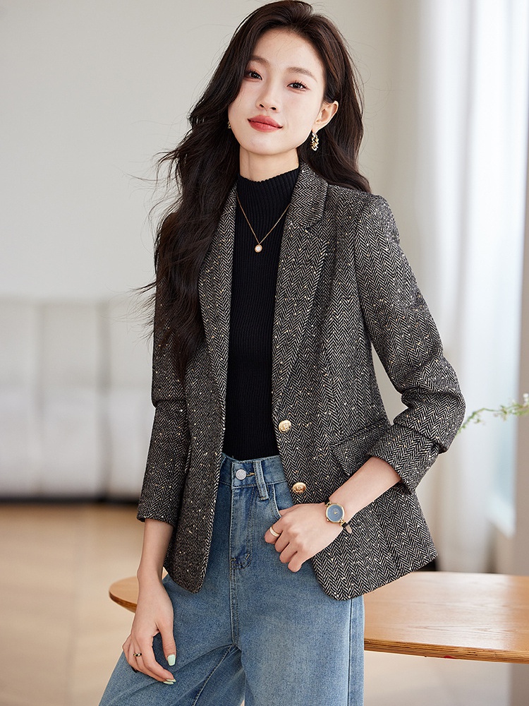 Temperament business suit overalls wool coat for women