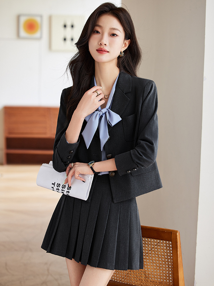 Gray temperament coat summer profession business suit 2pcs set