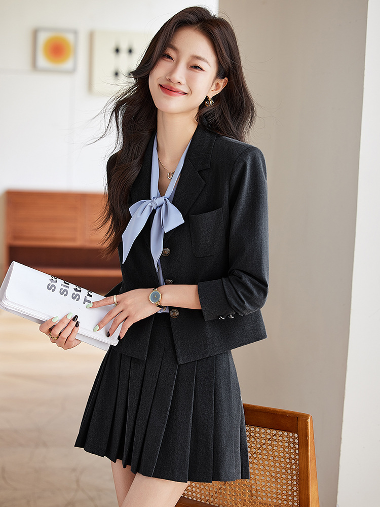 Gray temperament coat summer profession business suit 2pcs set