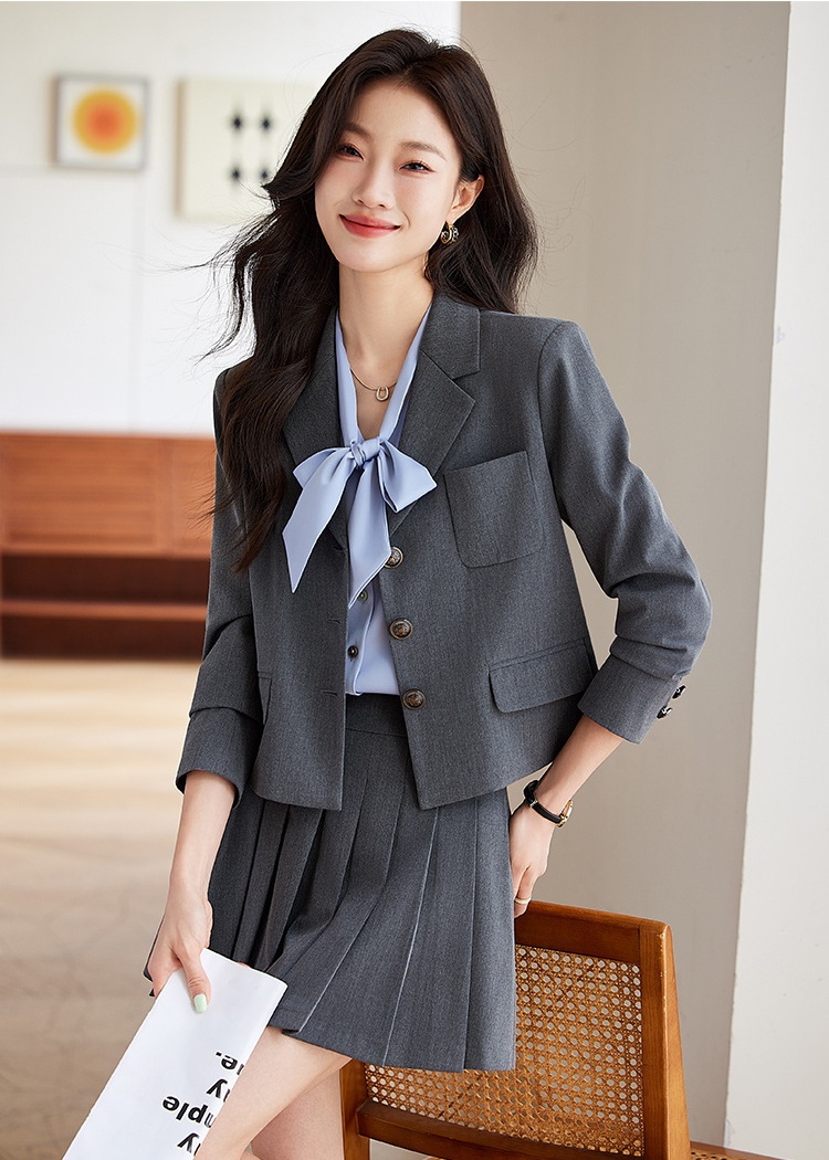 Gray temperament coat summer profession business suit 2pcs set