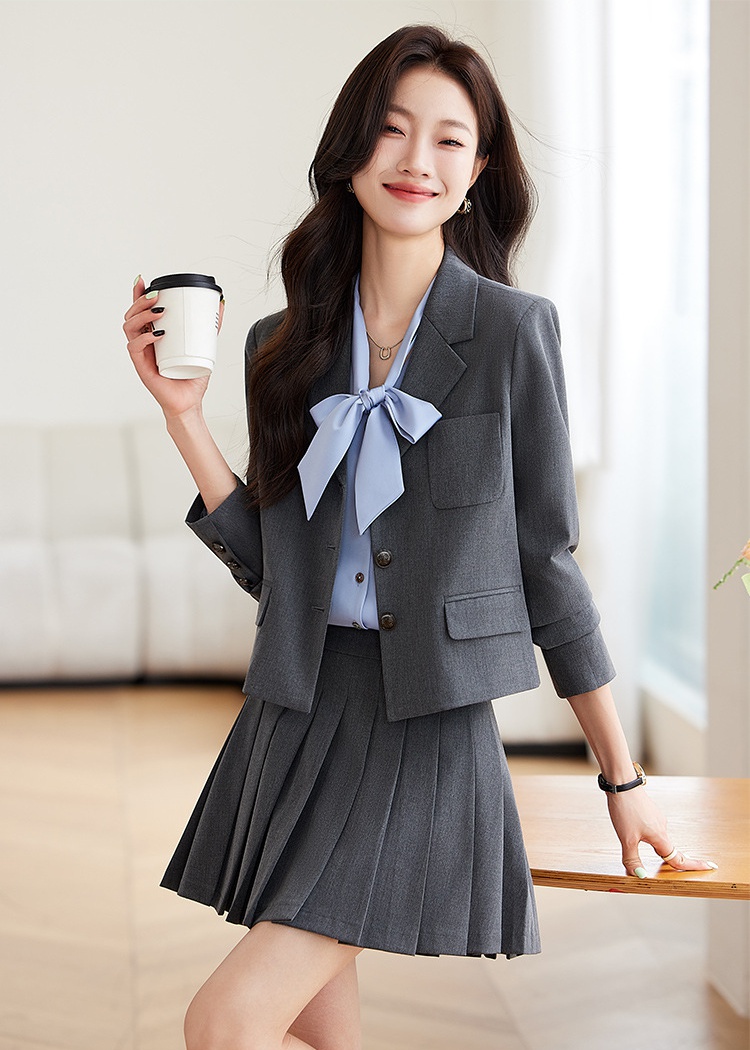 Gray temperament coat summer profession business suit 2pcs set