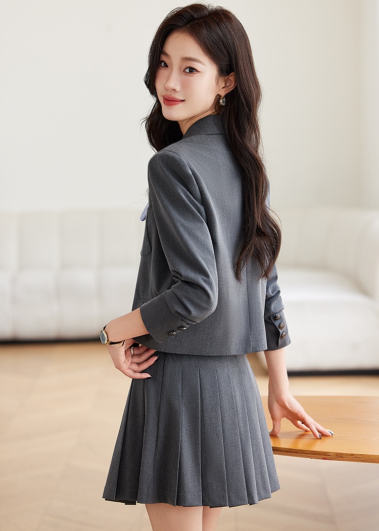 Gray temperament coat summer profession business suit 2pcs set