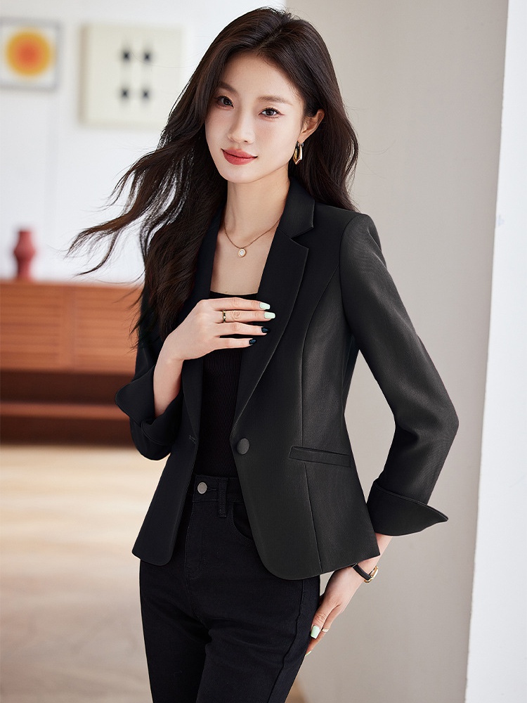 Show young slim business suit wine-red temperament coat