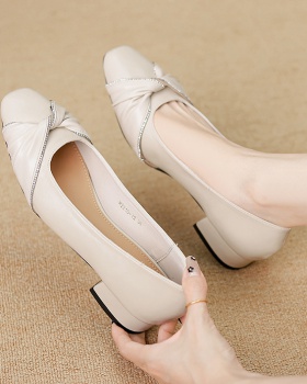 Square head low summer thick shoes for women