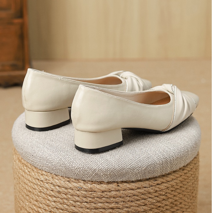 Square head low summer thick shoes for women