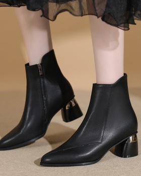 Middle-heel France style shoes thick short boots