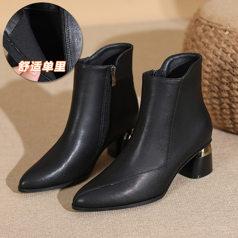 Middle-heel France style shoes thick short boots