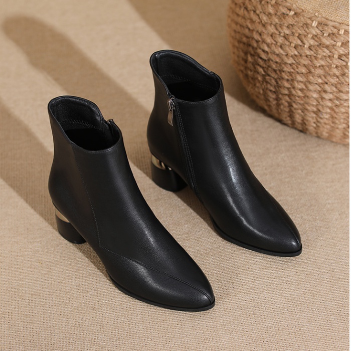 Middle-heel France style shoes thick short boots