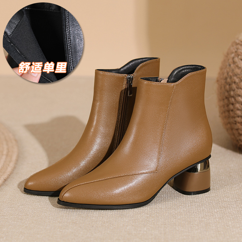 Middle-heel France style shoes thick short boots