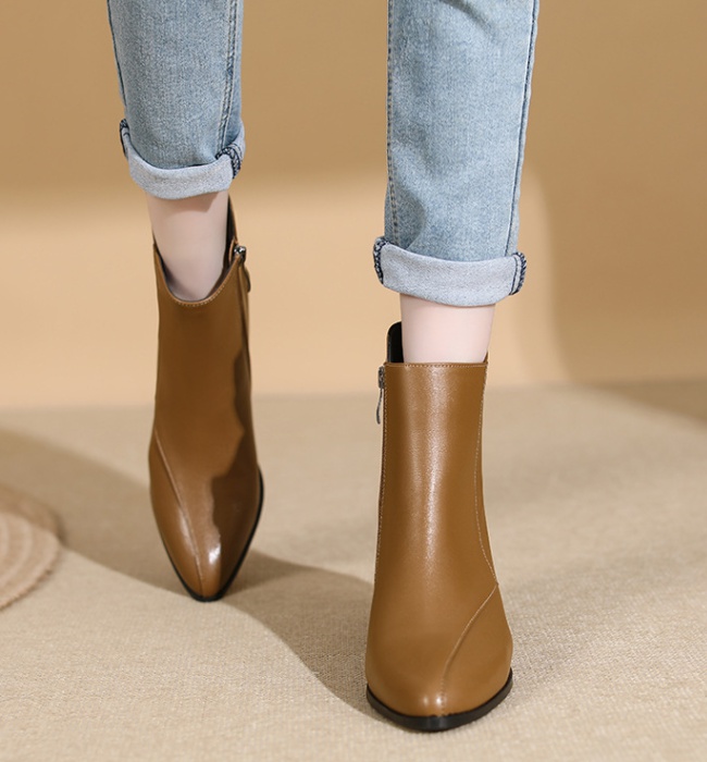 Middle-heel France style shoes thick short boots