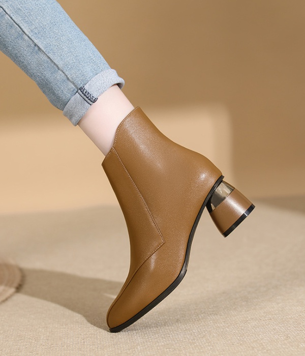 Middle-heel France style shoes thick short boots