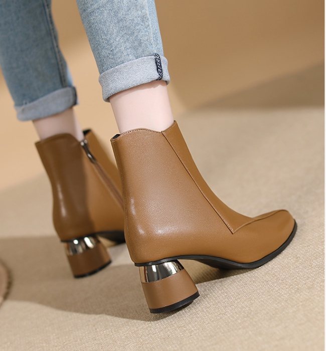 Middle-heel France style shoes thick short boots