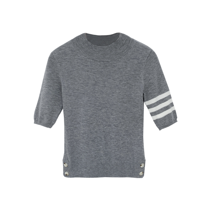 Temperament gray short sweater college slim wool tops for women