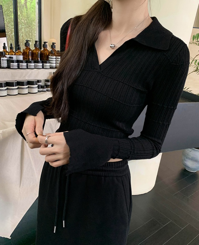 Inside the ride wool sweater long sleeve Korean style tops