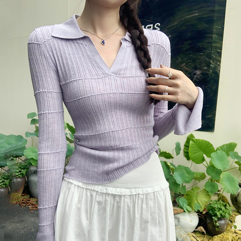 Inside the ride wool sweater long sleeve Korean style tops