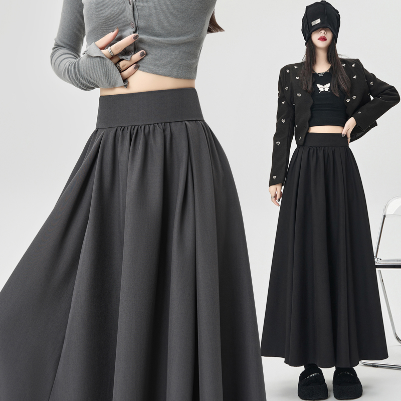 Hold abdomen drape business suit pleated long skirt for women