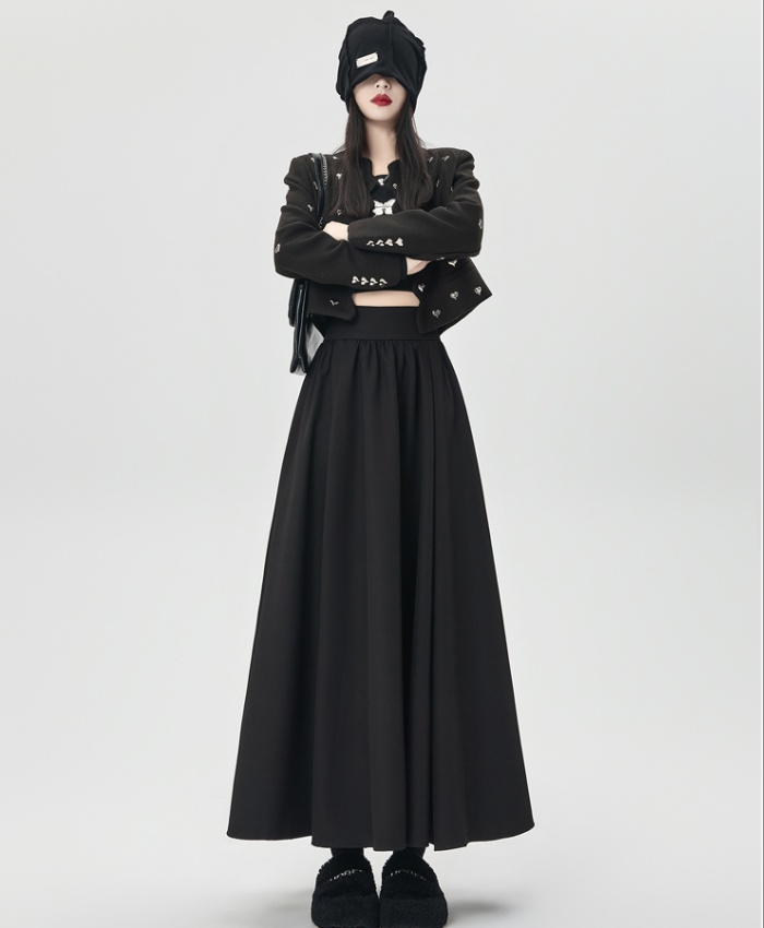 Hold abdomen drape business suit pleated long skirt for women