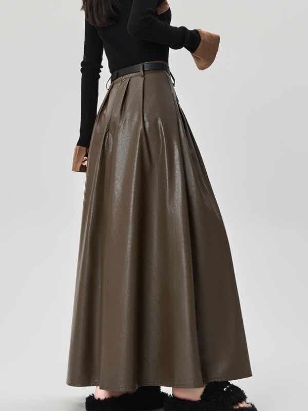 Big skirt pleated slim skirt long high waist long skirt