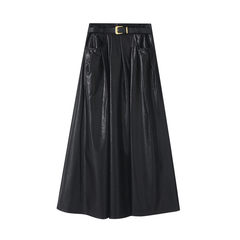 Big skirt pleated slim skirt long high waist long skirt