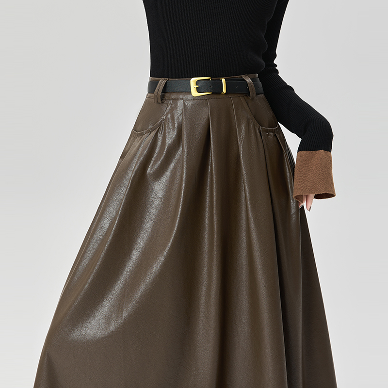 Big skirt pleated slim skirt long high waist long skirt