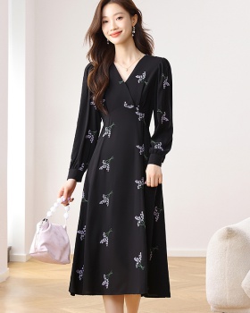 France style long high waist temperament long sleeve dress