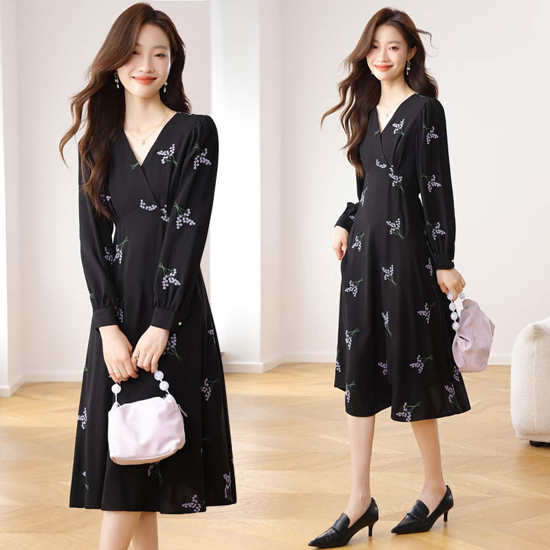 France style long high waist temperament long sleeve dress