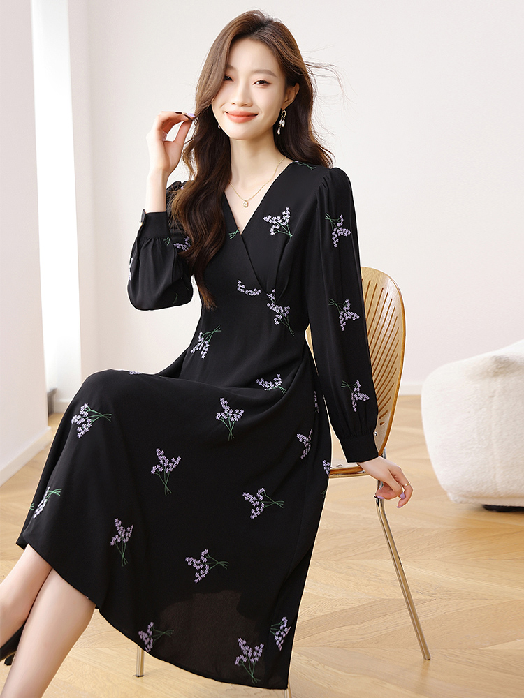 France style long high waist temperament long sleeve dress