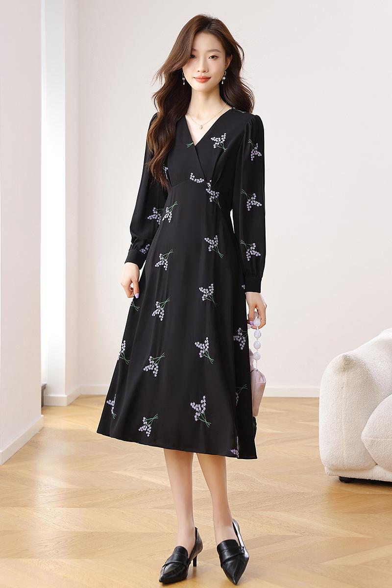 France style long high waist temperament long sleeve dress